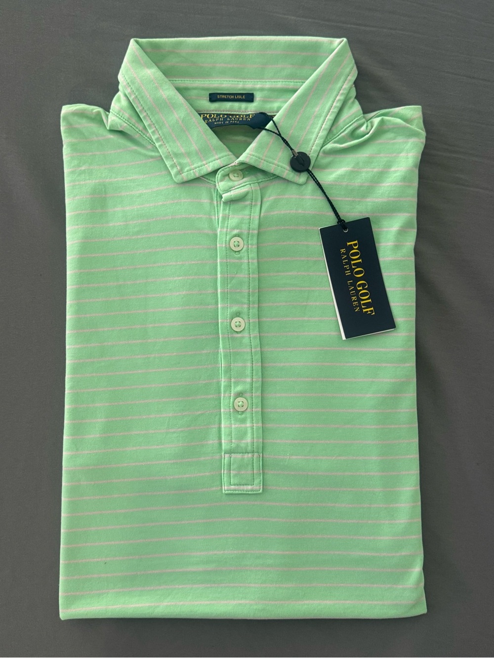 Men’s Polo Ralph Lauren Mint Green Striped Stretch Golf Polo New